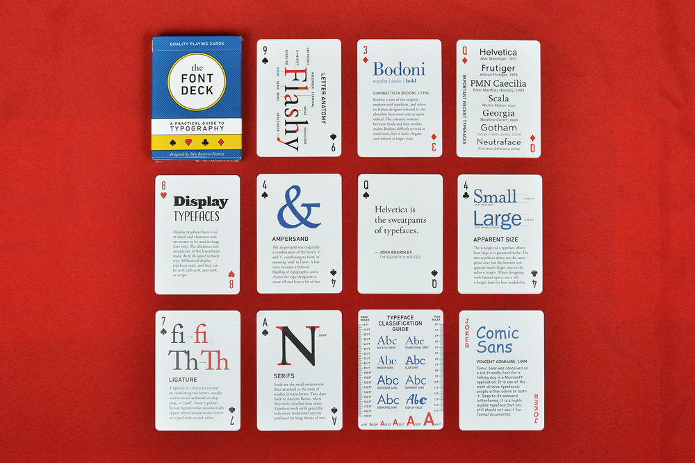 The Font Deck. Learn about typography while playing poker. https://www.forrestgoods.com/shop/the-font-deck