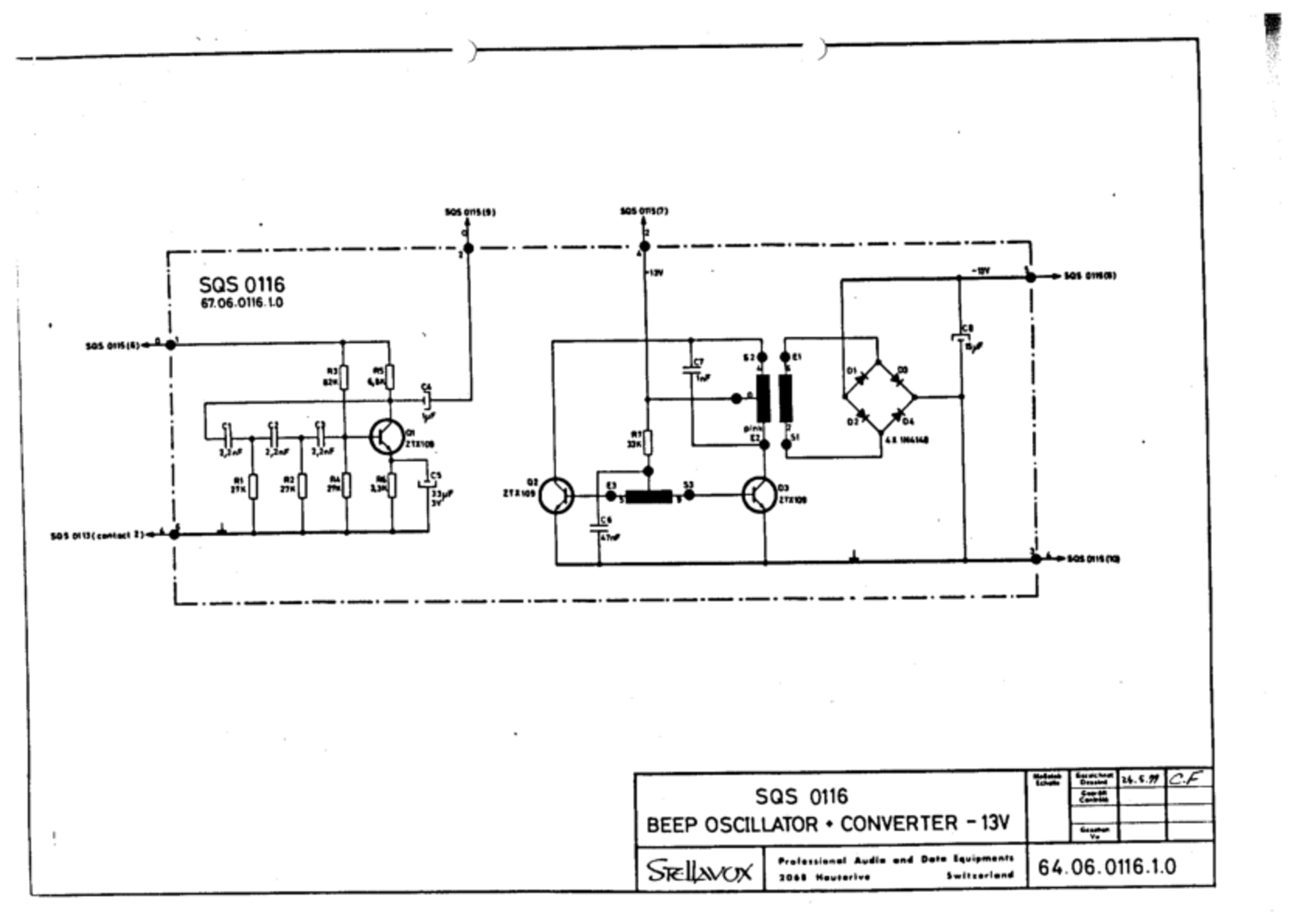 SQS 0116 Beep oscillator - converter - 13V - No. 64.06.0116.1.0