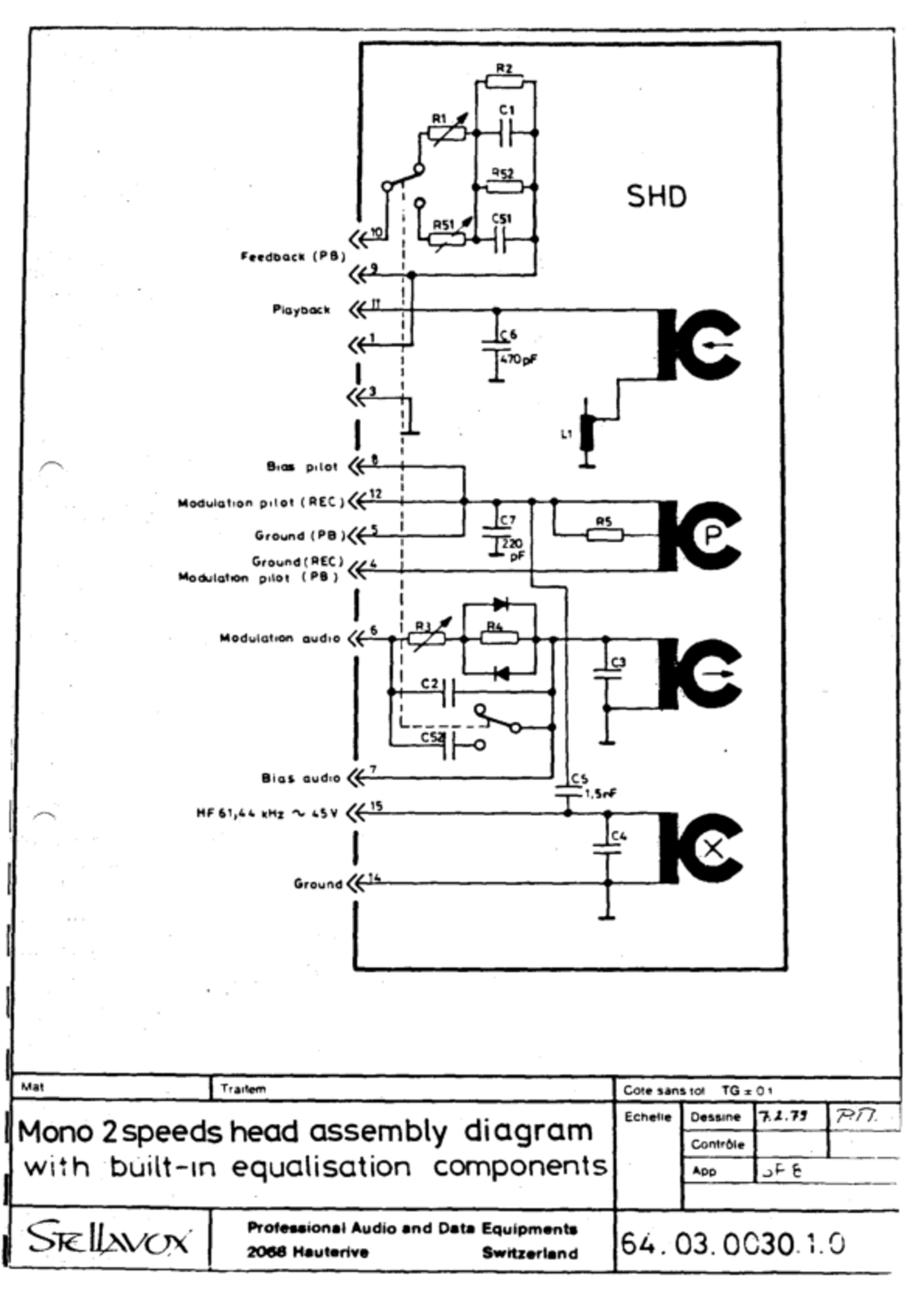 Mono 2 Speeds Head Assembly - No. 64.03.0030.1.0