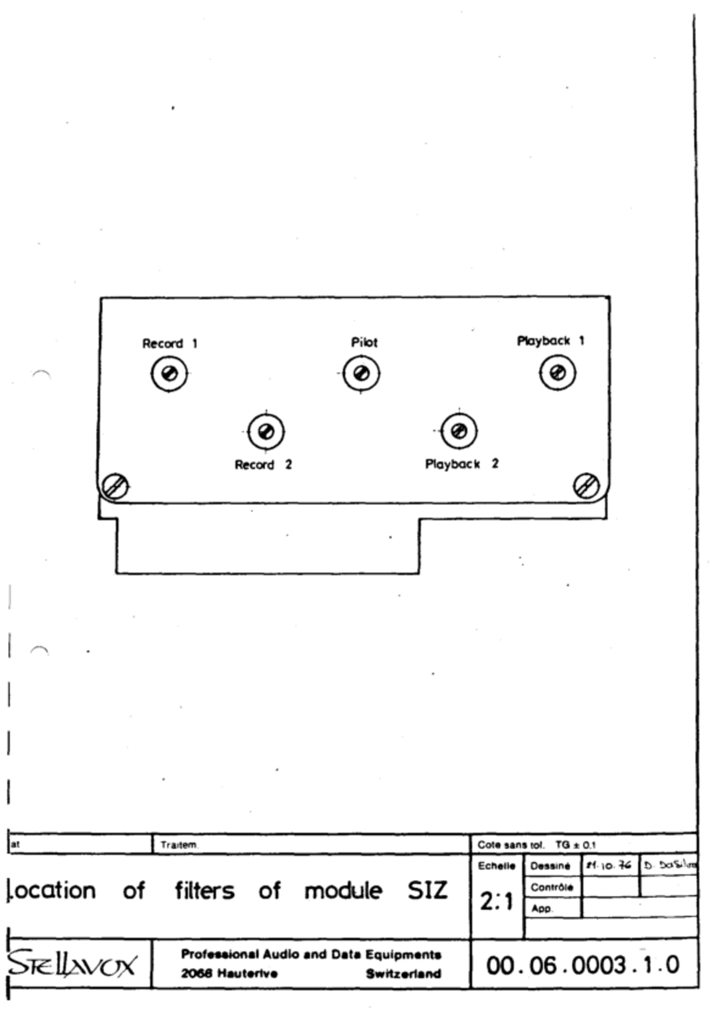 Location of filter module SIZ - No. 00.06.0003.1.0